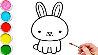 Cute Rabbit Drawing Painting amp Coloring For Kids and Toddlers Kids Art [upl. by Millar]