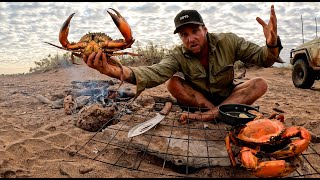 GIANT MUD CRAB  Catch and Cook  SOLO CAMPING No Food Alone Out Bush [upl. by Ahsitan]