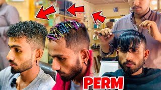 How to perming on Men’s Hair  Perming Karne ka sahi trika  permanent curly hair procedure [upl. by Niessuh]