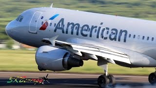 American Airlines A319 and 737800 action  St Kitts HD 1080p [upl. by Eylsel]