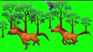 Horses roar running green screen ll horse cartoon green screen animation ll no copyright ll [upl. by Allecnirp]