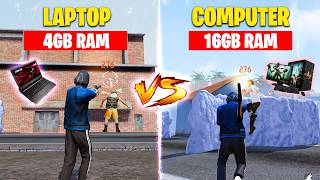 4GB RAM LAPTOP VS 16GB RAM PC FREE FIRE GAMEPLAY😲 [upl. by Tiras]