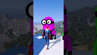 Spiderman vs Minions Epic Ragdoll Battle in GTA V  Episode 349 gta5 shorts gta [upl. by Rfinnej24]