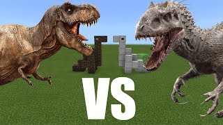 TRex vs Indominus Rex  Minecraft PE [upl. by Asetal]