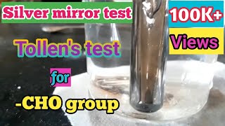 Tollens Test  Silver mirror test for Aldehyde  Test for CHO group [upl. by Melany]