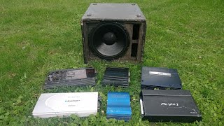 Bass test car audio  Wzmacniacz Peiying JBL Magnat Crunch JVC Blaupunkt i subwoofer Magnat 15quot [upl. by Allie]