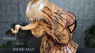 spiderman  VENOM  Carnage sculpture from wood  Wood Art TG [upl. by Melvina]