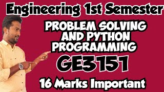 GE3151Problem Solving and python programmingImportant 16mark QuestionsEngineering king [upl. by Carlina]