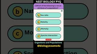 Organisms and Populations MCQ  NEET Biology Practice Questions  Ecology biologyexams4u [upl. by Arev]