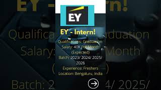 🚀 Launch Your Career with EY Paid Internship Opportunity for Freshers EYInternship [upl. by Lotz978]