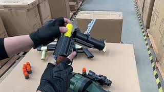 M32 MGL Manul Nerf Grenade Launcher Toy Test [upl. by Tatman]