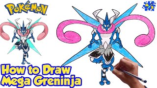 How to Draw Mega Greninja from Pokemon  Step by Step drawing [upl. by Odraboel752]