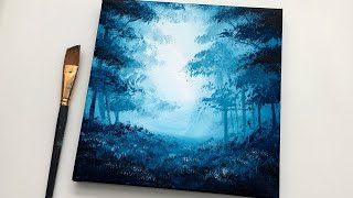 Acrylic Painting For Beginners Easy  Simple Forest Acrylic Painting on Canvas [upl. by Albert]