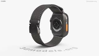 Apple Watch Ultra 2 Black Finish Titanium Milanese Loop 3D model by 3DModelsorg [upl. by Darrow492]