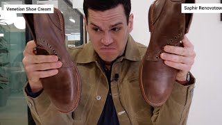 Venetian Shoe Cream vs Saphir Renovateur Comparison Chromexcel Leather [upl. by Inavoj]