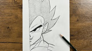 Easy vegeta drawing for beginners  How to draw vegeta stepbystep [upl. by Ynnahc]