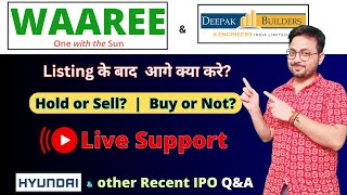 Waaree Energies IPO Listing Live 🔴 Support  Waaree IPO Hold or sell  Deepak Builders IPO amp Other [upl. by Muncey491]