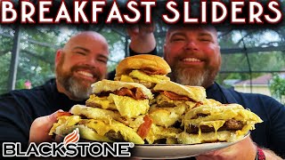 THE BEST BREAKFAST SLIDERS MADE ON THE BLACKSTONE GRIDDLE EASY FLAT TOP GRIDDLE RECIPE [upl. by Septima900]