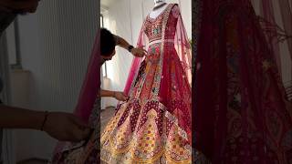 Multi color Jacard Fabric Mirror Embroidery work Designer Lehenga choli for Wedding lehenga [upl. by Liartnod887]