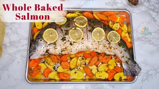 The easiest mouthwatering whole baked salmon recipe  Thanksgiving amp Christmas Meal Ideas [upl. by Ahsitaf]