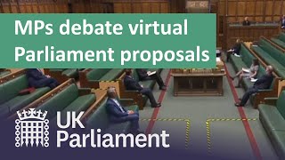 Coronavirus MPs debate virtual Parliament proposals 21 April 2020 [upl. by Peyton]