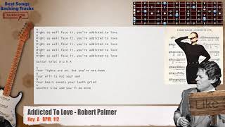 🎸 Addicted To Love  Robert Palmer Guitar Backing Track with chords and lyrics [upl. by Deenya]