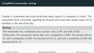 Behavioral Operations  Newsvendor 1 [upl. by Carl]