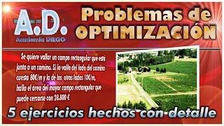 Problemas de OPTIMIZACIÓN RESUELTOS nivel inicial Academia DIEGO [upl. by Valera]