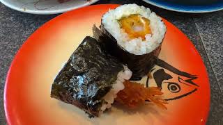 Horse meat sushi Delicious sushi at a retro conveyor belt sushi restaurant [upl. by Audry677]