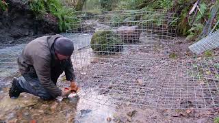 River Gabion Installation Part 2  the main baskets [upl. by Delwin225]