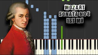 Mozart  Sonata No8 KV310 1st Mv  Piano Tutorial Synthesia Download MIDI  PDF Scores [upl. by Anabahs]