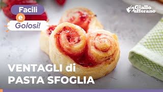 Ventagli di pasta sfoglia DOLCI ripieni di fragole PRONTI IN UN ATTIMO 🍓 [upl. by Fidelio]