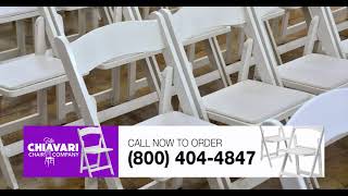 100 White Resin Folding Chairs from the Chiavari Chair Company [upl. by Ahkos428]