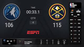 Minnesota Timberwolves  Denver Nuggets  NBA on ESPN Live Scoreboard [upl. by Evante]