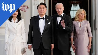 Biden welcomes South Korea’s Yoon for state dinner [upl. by Lahpos856]