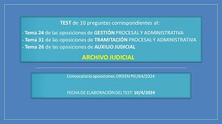 Test 59  Archivo Judicial  test procesal oposicionesjusticia [upl. by Lohrman814]