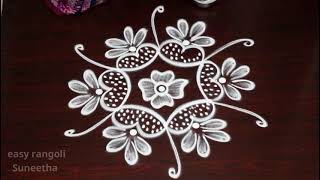 3 Dots Beginners rangoli kolam designs by easy rangoli Suneetha  How to draw simple muggulu [upl. by Mercier]