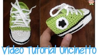 Tutorial Uncinetto come si fa la suola delle scarpine ALL STAR CONVERSE [upl. by Netsrik]