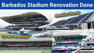 Barbados Cricket Stadium Renovation Done  Modular Stands amp T20 WC Hoardings In Kensington Oval [upl. by Rosa]