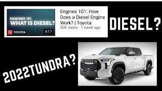 A Diesel 2022 Tundra Curious Toyota USA Diesel Video Baffles Fans [upl. by Annauqahs766]