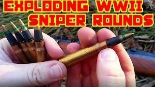 EXPLODING WW2 Sniper Ammunition  8mm [upl. by Perrie]