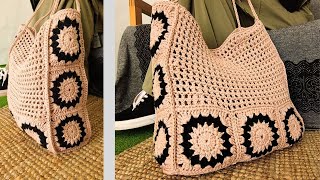 BOLSO TEJIDO A CROCHET  GANCHILLO  BOLSO GRANNY  TUTORIAL PASO A PASO [upl. by Ynffit]