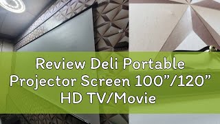 Review Deli Portable Projector Screen 100”120” HD TVMovie 16：9 Projector Screen for Home 50448 50 [upl. by Chace635]