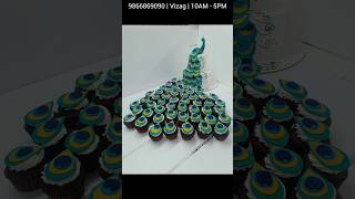 Peacock Theme cake for the first time in India made with cake and cupcakes isnt it amazing 😍 [upl. by Lennahc682]