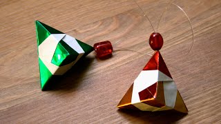 Origami  Décoration de Noël  Le diamant Senbazuru [upl. by Aikemal373]