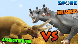 Arsinoitherium vs Eobasileus  Prehistoric Beast Battle S1E7  SPORE [upl. by Ahsikin294]