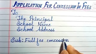 Write an application to your principal sir for concession in fees  Concession in fees application [upl. by Eidualc]