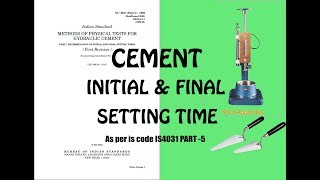 Cement Setting Time Test initial and final procedure by vicatIS4031 quality control test for cement [upl. by Digdirb]