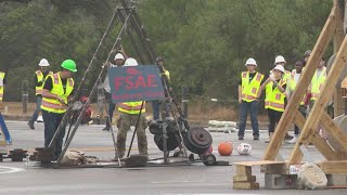 UTSA students launch leftover Halloween pumpkins for annual competition [upl. by Havener34]