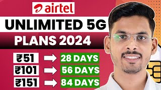 Airtel New 5G Plans  airtel unlimited 5g data  Airtel ₹51 101 151 5G Recharge Plans [upl. by Von]